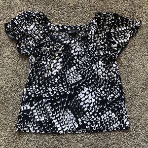 Women’s AB‎ Studio Extra Large Black And White Geometric Shapes Blouse